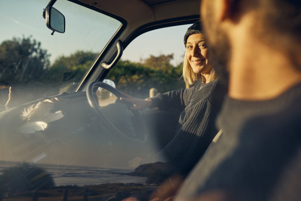 Cropped shot of a young couple enjoying a roadtrip together